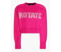 Crystal-embellished cotton-blend sweater - Pink