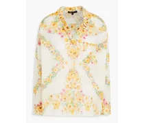 Embellished floral-print cotton-mousseline shirt - Yellow