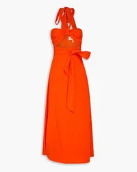 Mara Hoffman Paula cutout TENCEL™ and linen-blend midi dress - Orange Orange