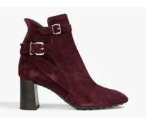 Buckled suede ankle boots - Burgundy