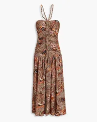 Ulla Johnson Marcella ruched floral-print cotton-jersey midi dress - Neutral Neutral