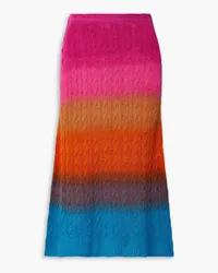 Etro Striped cable-knit wool midi skirt - Orange Orange