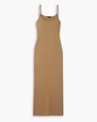 The Range Embellished ribbed stretch-cotton jersey midi dress - Brown Brown