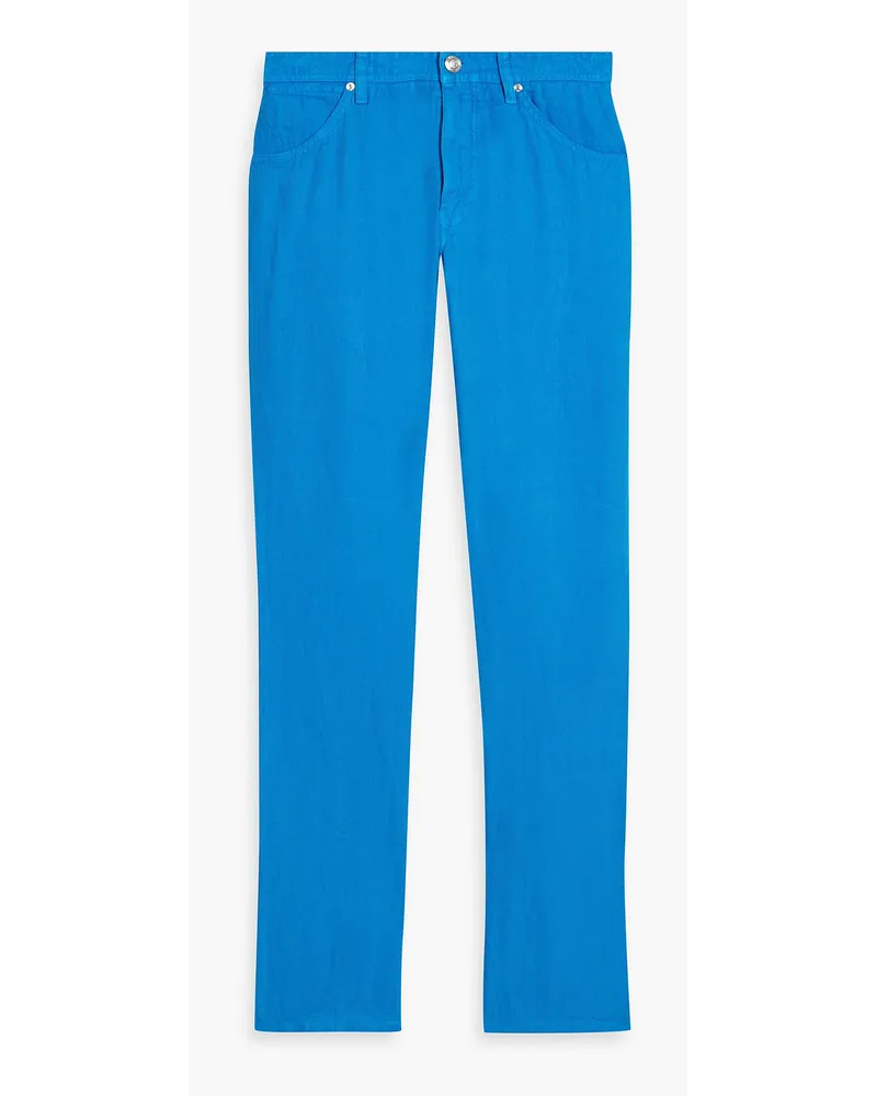 120% Lino Linen-twill pants - Blue Blue