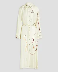 Nanushka Eluna belted silk-twill midi shirt dress - White White