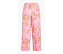 Track cropped floral-print woven straight-leg pants - Pink