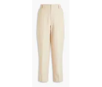 Linen, Tencel and cotton-blend twill tapered pants - White