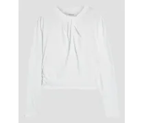 Pleated cotton-jersey top - White
