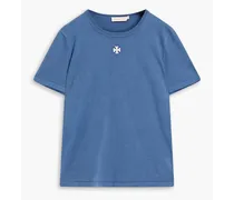 Logo-embroidered cotton-jersey T-shirt - Blue