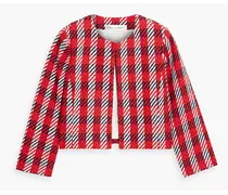 Cropped checked cotton-blend tweed jacket - Red