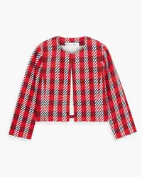 Oscar de la Renta Cropped checked cotton-blend tweed jacket - Red Red