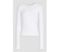 Ribbed cotton-jersey top - White