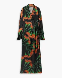 Johanna Ortiz Origenes Del Alma printed hammered silk-blend satin maxi wrap dress - Green Green