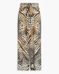 Camilla Embellished printed silk crepe de chine wide-leg pants - Animal print Animal