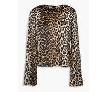 Leopard-print silk-blend satin blouse - Animal print