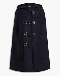 RED Valentino Leather-trimmed wool-blend felt hooded cape - Blue Blue