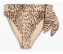 Knotted leopard-print high-rise bikini briefs - Animal print