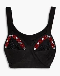 Simone Rocha Crystal-embellished jacquard bra top - Black Black