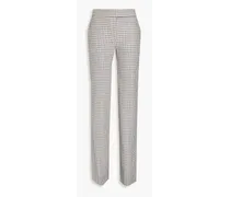 Houndstooth cotton-tweed bootcut pants - White