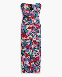 NICHOLAS Sorin strapless floral-print stretch-mesh midi dress - Purple Purple