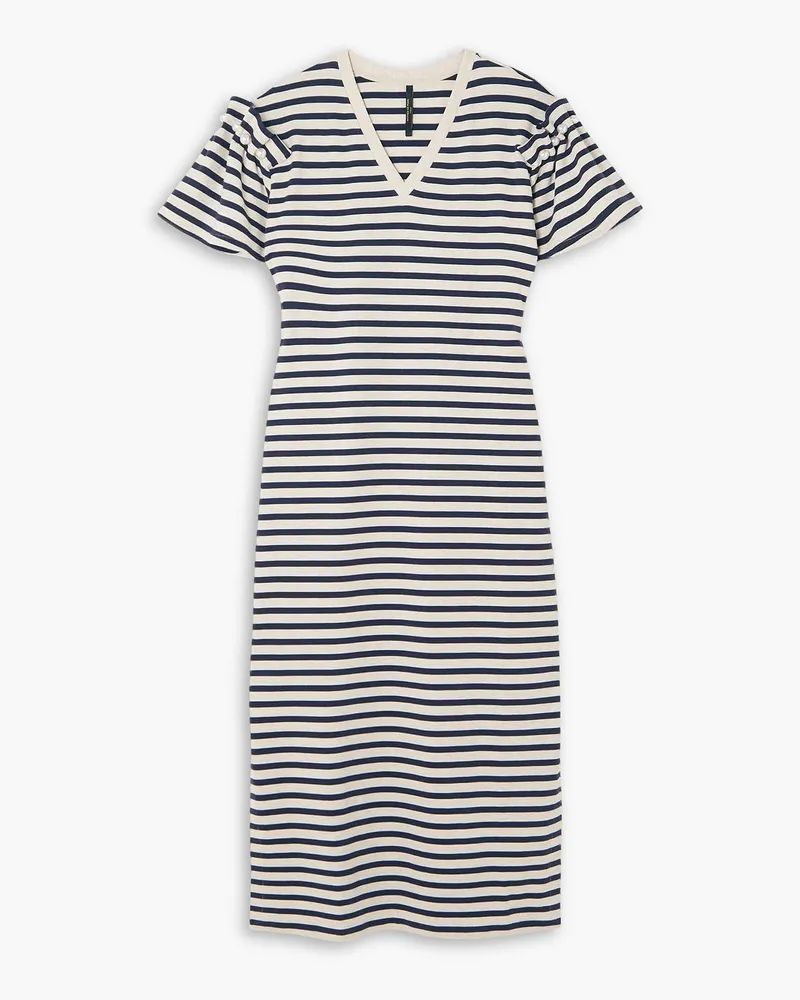 Mother of Pearl Thea striped TENCEL™ Lyocell-blend French terry midi dress - Blue Blue