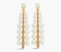 Gold-plated, faux pearl and crystal earrings - Metallic