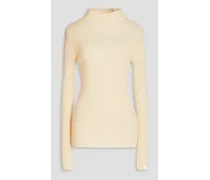 Ribbed cashmere and silk-blend turtleneck sweater - Neutral