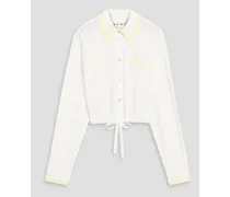 Cropped silk crepe de chine shirt - White
