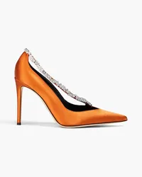 Giuseppe Zanotti Crystal-embellished satin pumps - Orange Orange