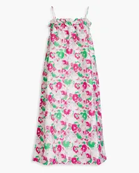 Ganni Metallic floral-jacquard midi dress - Pink Pink