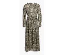 Romeri pleated leopard-print silk-crepon midi dress - Animal print