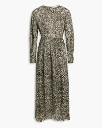 IRO Romeri pleated leopard-print silk-crepon midi dress - Animal print Animal