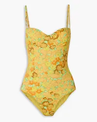 Tory Burch Floral-print underwired swimsuit - Yellow Yellow