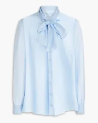 Dolce & Gabbana Pussy-bow silk-voile blouse - Blue Blue