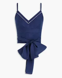 Alberta Ferretti Cutout draped silk top - Blue Blue