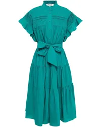 Diane von Furstenberg Ebba ruffled cotton-poplin shirt dress - Green Green