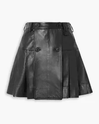 Simone Rocha Pleated leather mini skirt - Black Black