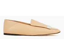 Leather collapsible-heel loafers - Neutral