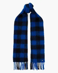 Rag & Bone Fringed checked alpaca-blend scarf - Blue Blue