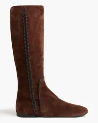 TOD'S Whipstitched suede knee boots - Brown Brown