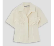 Appliquéd cotton-canvas shirt - White