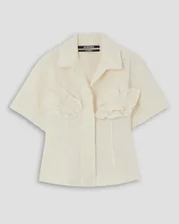 Jacquemus Appliquéd cotton-canvas shirt - White White