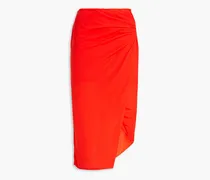 Wrap-effect crepe midi skirt - Red