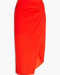 Helmut Lang Wrap-effect crepe midi skirt - Red Red