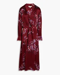 Vince Wrap-effect floral-print satin midi dress - Burgundy Burgundy