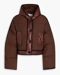 Ganni Quilted ripstop and shell hooded jacket - Brown Brown