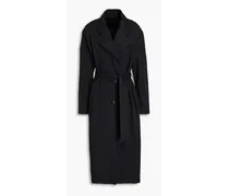 Belted cotton-blend trench coat - Black