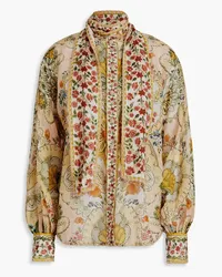 Zimmermann Pussy-bow paisley-print ramie blouse - Yellow Yellow