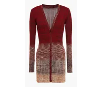 Ribbed-knit cardigan - Red