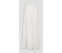 Cotton-blend lace wide-leg pants - White
